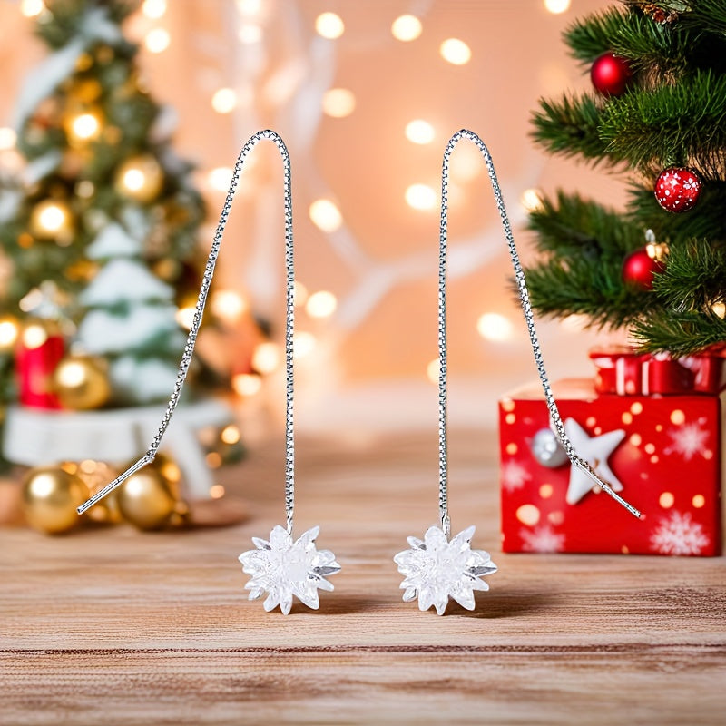 Silver-Plated Copper Floral Drop Earrings for Women Sensitive Skin Suitable for Daily or Special Occasions