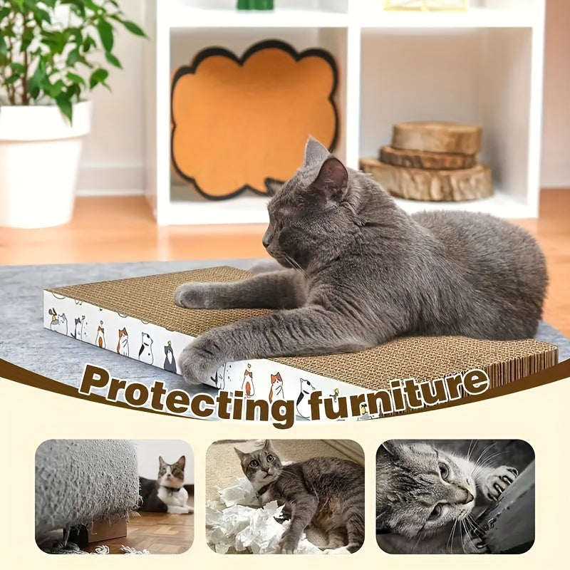 Extra-Large Reversible Corrugated Cardboard Cat Scratch Pad with Non-Slip Base