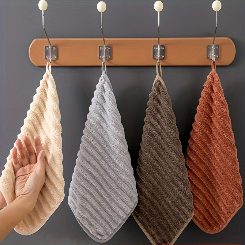 2-Pack Striped Non-Woven Fingertip Towels Quick-Dry Hang Loop Bathroom Kitchen