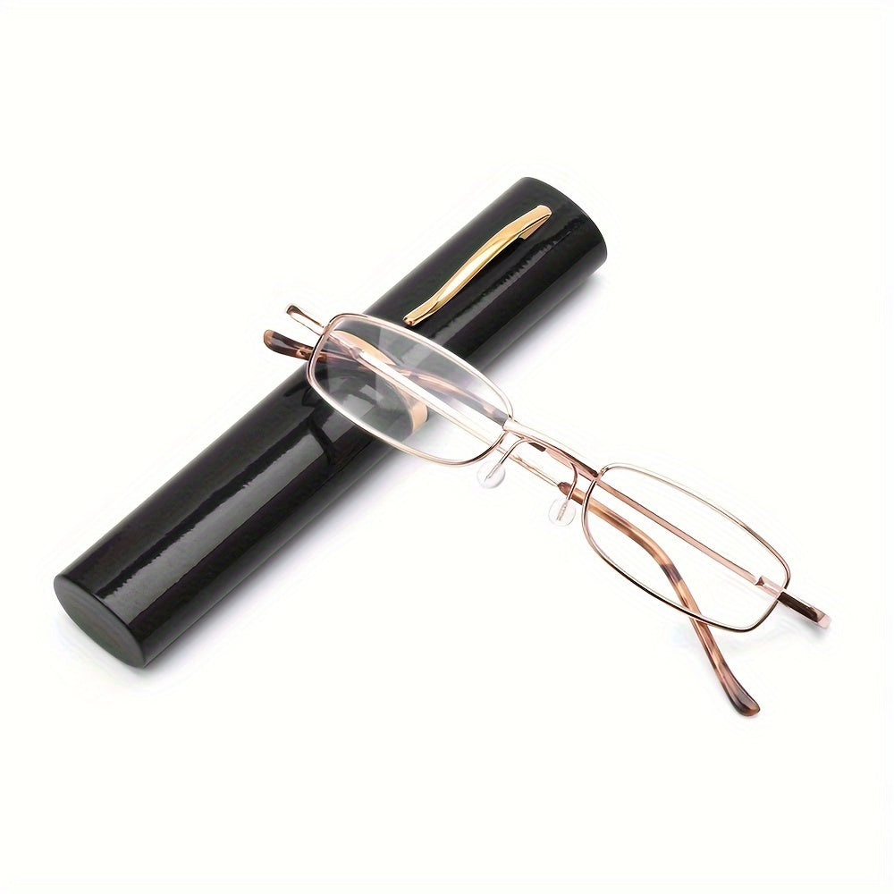 Men's Glasses Case Set with Pen Tube and Metal Spring Hinge Gift Idea