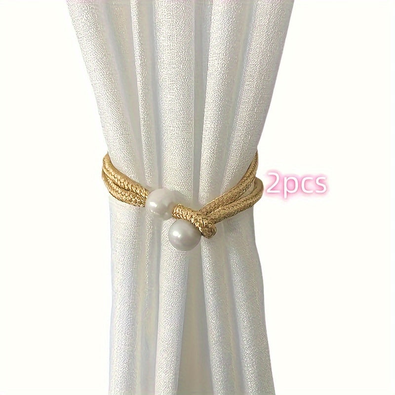 Decorative Curtain Binding Rope with Pearl Accents, 1 or 2 Pieces, Elegant Window Accessory