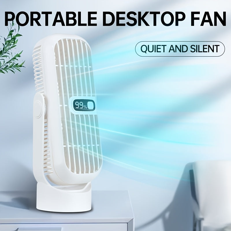 Ultra-Quiet USB Rechargeable Desktop Tower Fan with 5 Speeds and LED Display