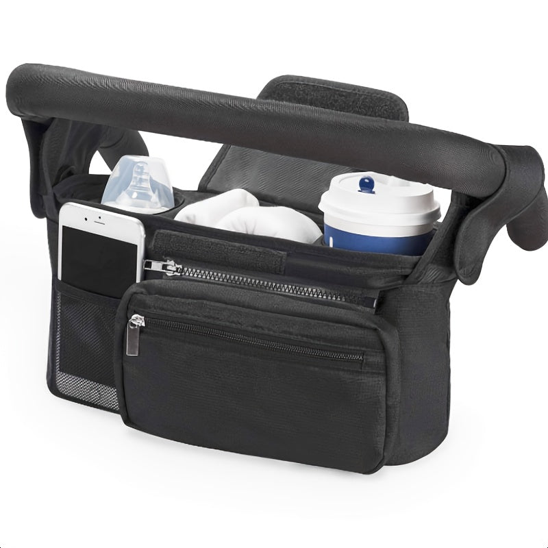 Universal Stroller Organizer with 2 Cup Holders Removable Pockets and Adjustable Straps