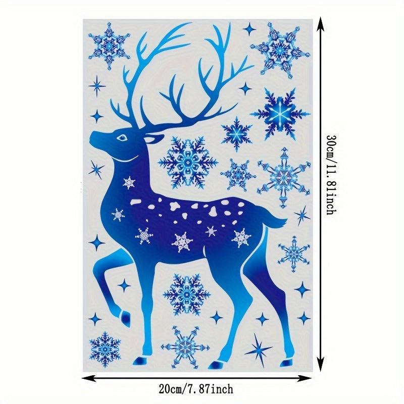 Christmas Snowflake Elk Window Film PVC Static Cling for Home Decor