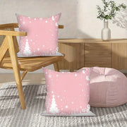 Set of 2 Pink Christmas Throw Pillow Covers 45.72cm Square Polyester Digital Print for Living Room Bedroom Car