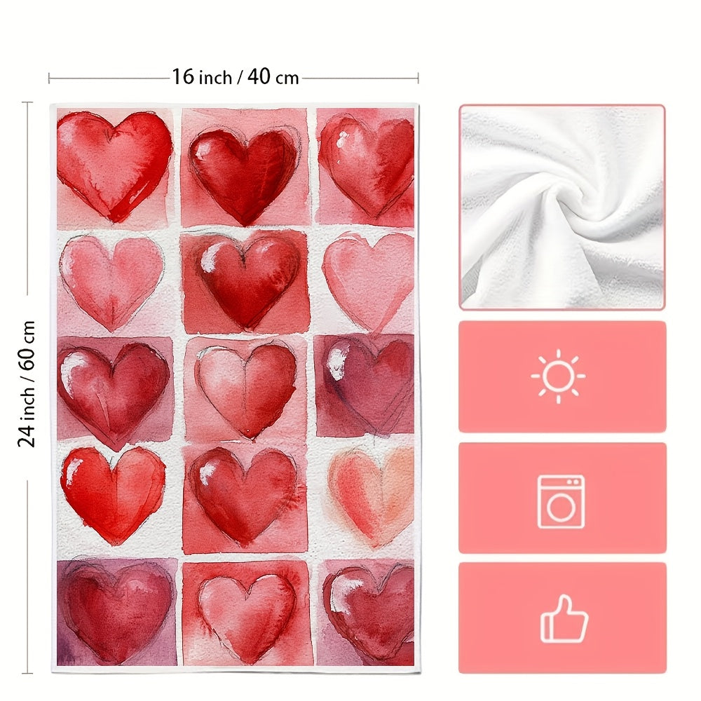 Valentine's Day Tic-Tac-Toe dizayni bilan 2 ta Ultra-Soft oshxona sochiq to'plami 40x60 sm