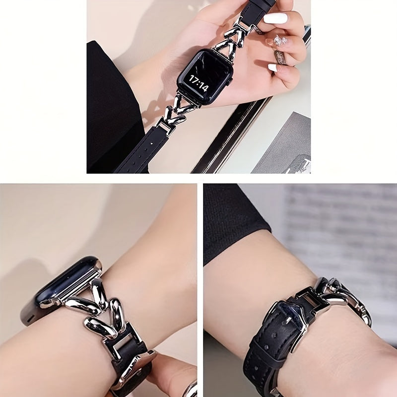 Metal Watch Strap for Apple Watch Series 7/6/5/4 with Rose Gold Finish Stainless Steel Buckle