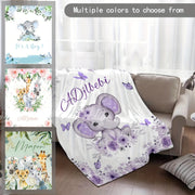 Cozy Flannel Throw Blanket with Custom Elephant Pattern Personalized Soft All-Season Gift