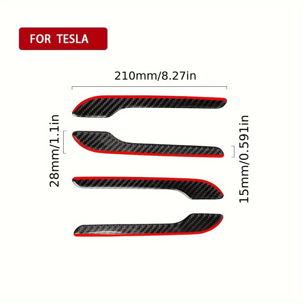 Carbon Fiber Exterior Door Handle Sticker for Tesla Model 3 and Y