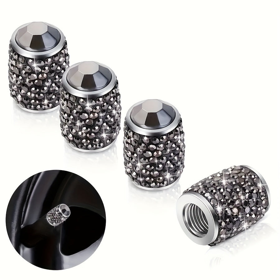 4-Pack Crystal Car Valve Stems Stylish Metal Tire Valve Covers for SUV Motorcycle Bicycle