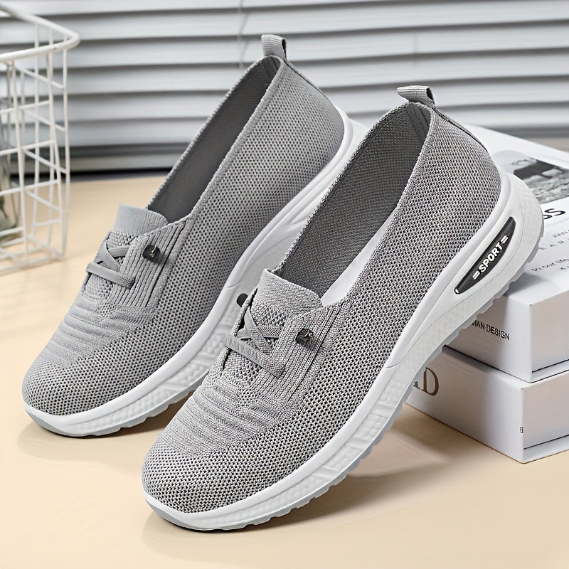 Women's Breathable Knit Sneakers Casual Slip-On Walking Shoes Low-Top