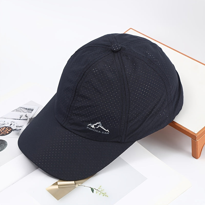 Gorra de béisbol de visera curva para deportes al aire libre casuales, transpirable y de secado rápido, poliéster