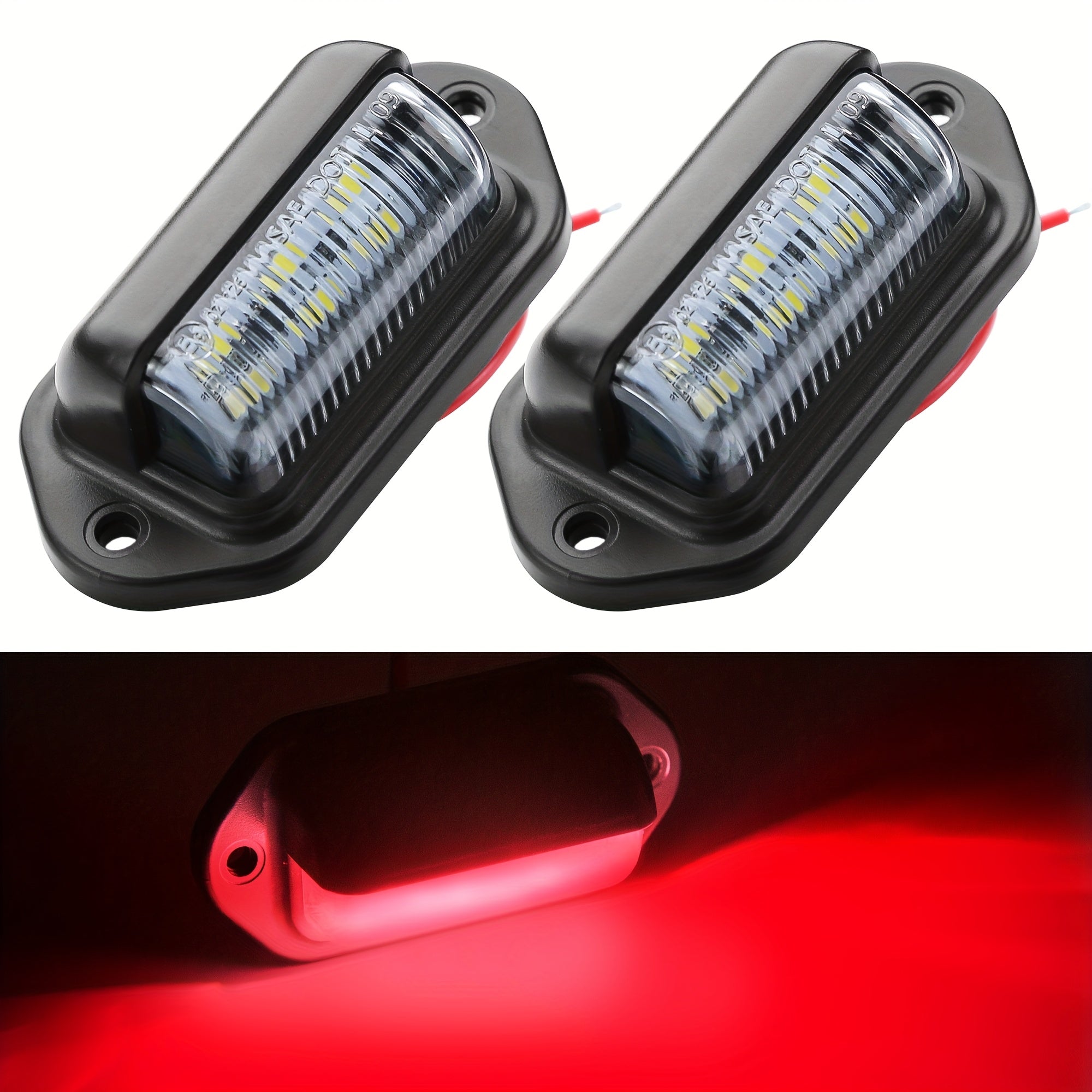 12V-24V Avtomobil raqam belgilari uchun chiroq 6LED 2-to'plam, avtomobillar, yuk mashinalari, avtoulovlar uchun