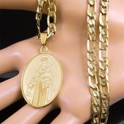 Virgin Mary Pendant Necklace Stainless Steel Gold Plated Catholic Religious Jewelry for Men