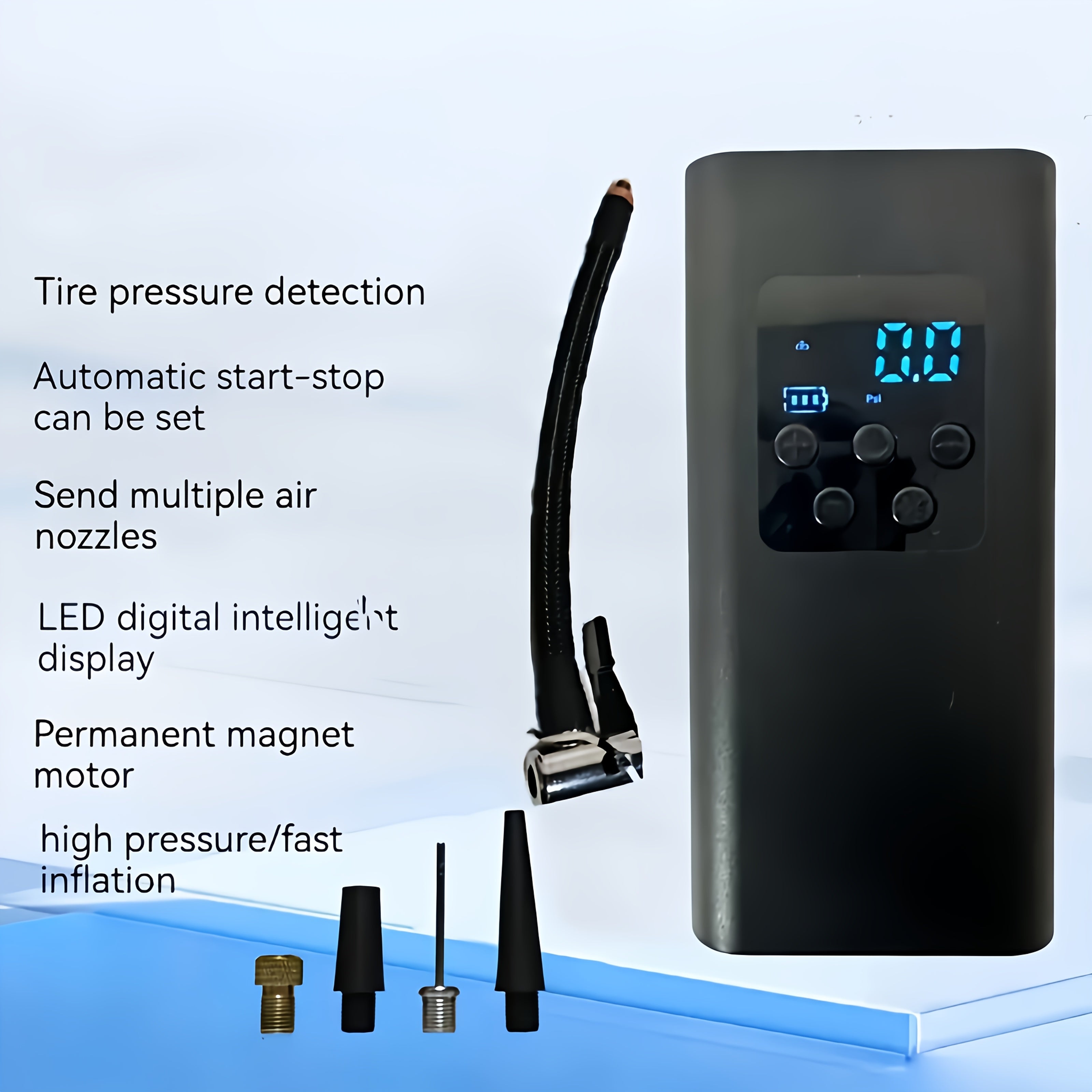 Portable Air Compressor Tire Inflator for Car Bike Motorcycle Digital Pressure Gauge