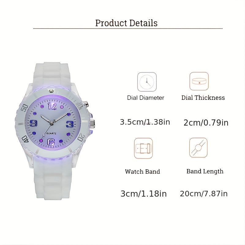Women's Outdoor Sports Watch with Large Dial Luminous Silicone Wristwatch