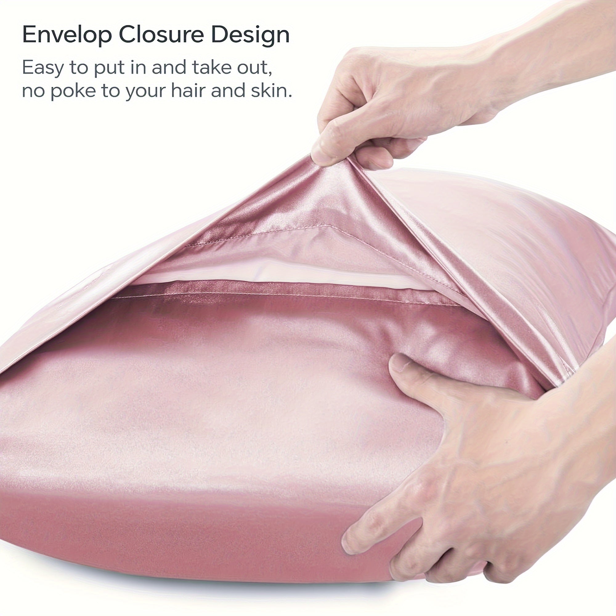 Silky Polyester Satin Pillowcase Envelope Closure Available in Various Sizes Bed Pillow Cover for Bedroom Decor