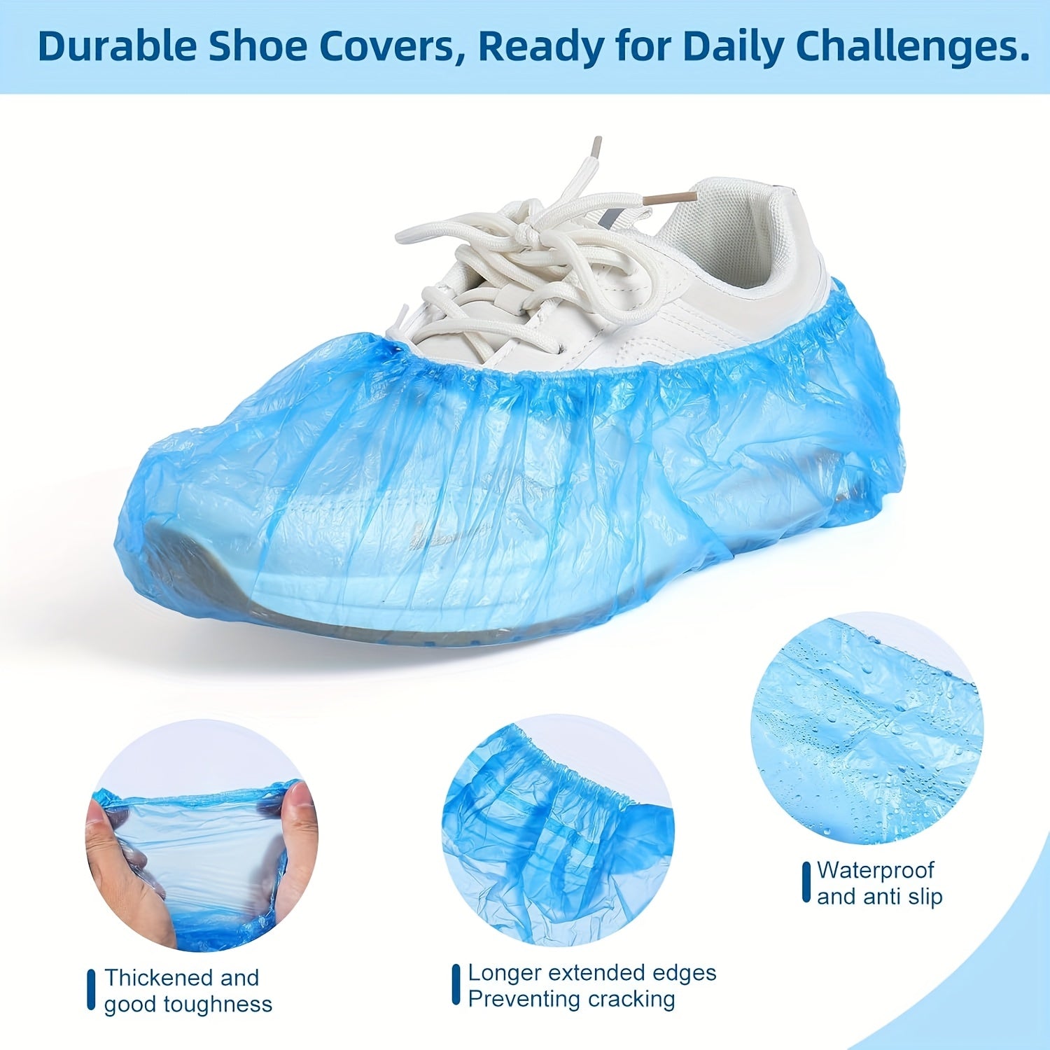 20 Pcs Heavy Duty Non Slip Breathable Plastic Shoe Covers Light Blue
