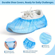 20 Pcs Heavy Duty Non Slip Breathable Plastic Shoe Covers Light Blue