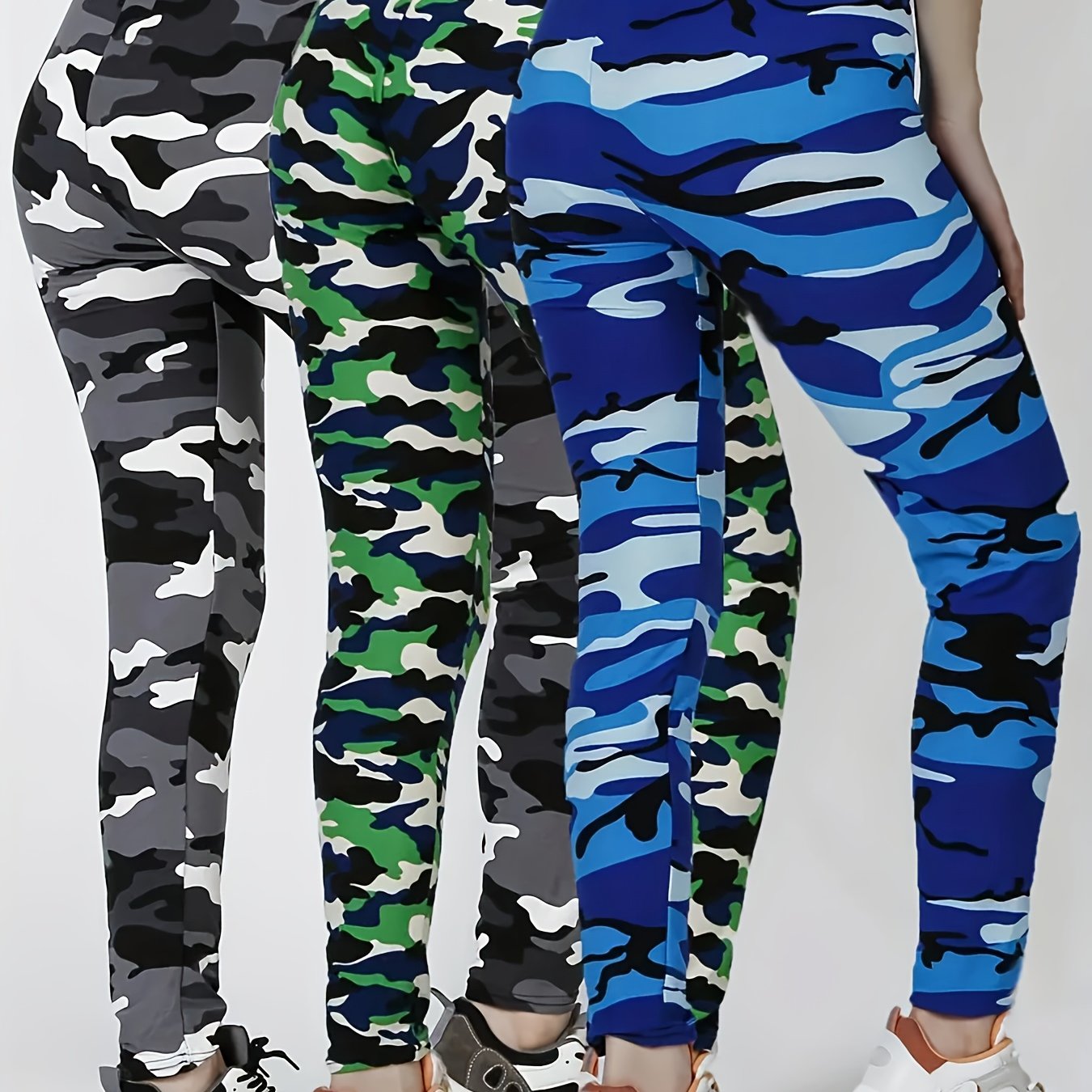 Women's Camouflage Leggings Set Large Size Lightweight Polyester Casual Spring Summer