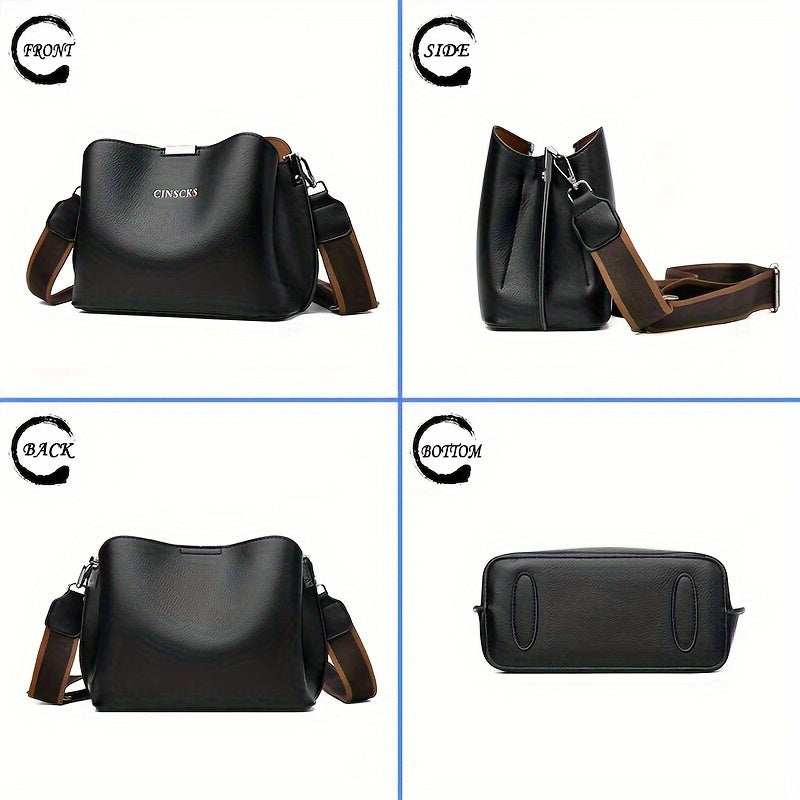 Women's Casual Water-Resistant PU Tote Bag with Detachable Shoulder Strap