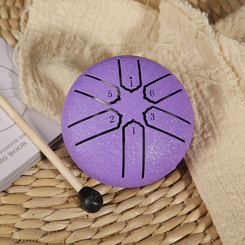 Portable Steel Tongue Drum 3-Inch 6 Tones for Stress Relief Meditation Music Notes