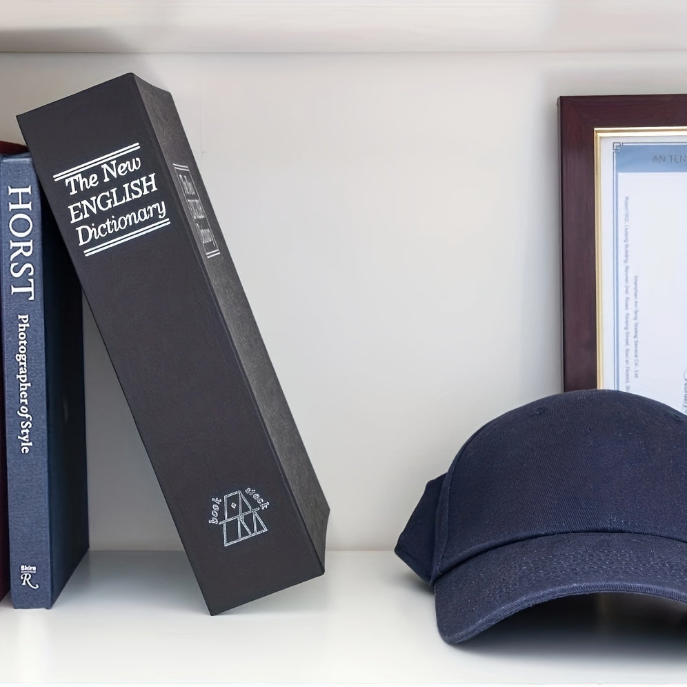 Book Style Safe Box with Keys for Cash Jewelry and Valuables Black and White 18.49x11.99x5.49cm Durable Iron Storage Container