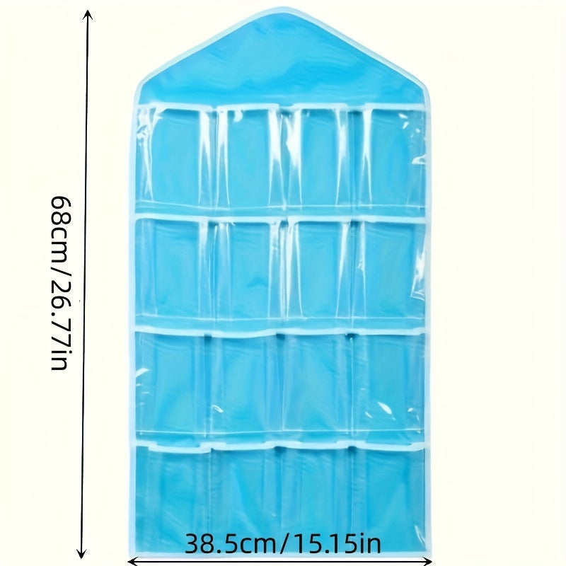 Foldable Storage Organizer with Hanger and 16 Pockets for Socks Bras Underwear