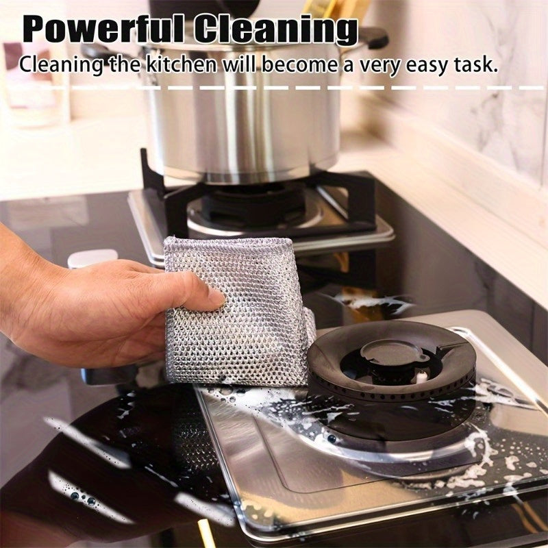 Double-Sided Steel Wire Cloths for Dishwashing, Reusable, Non-Greasy Kitchen Towels