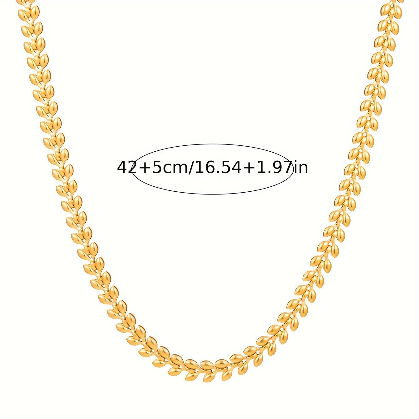 Women’s Gold-Plated Stainless Steel Necklace with Wheat Ear Design Clavicle Chain