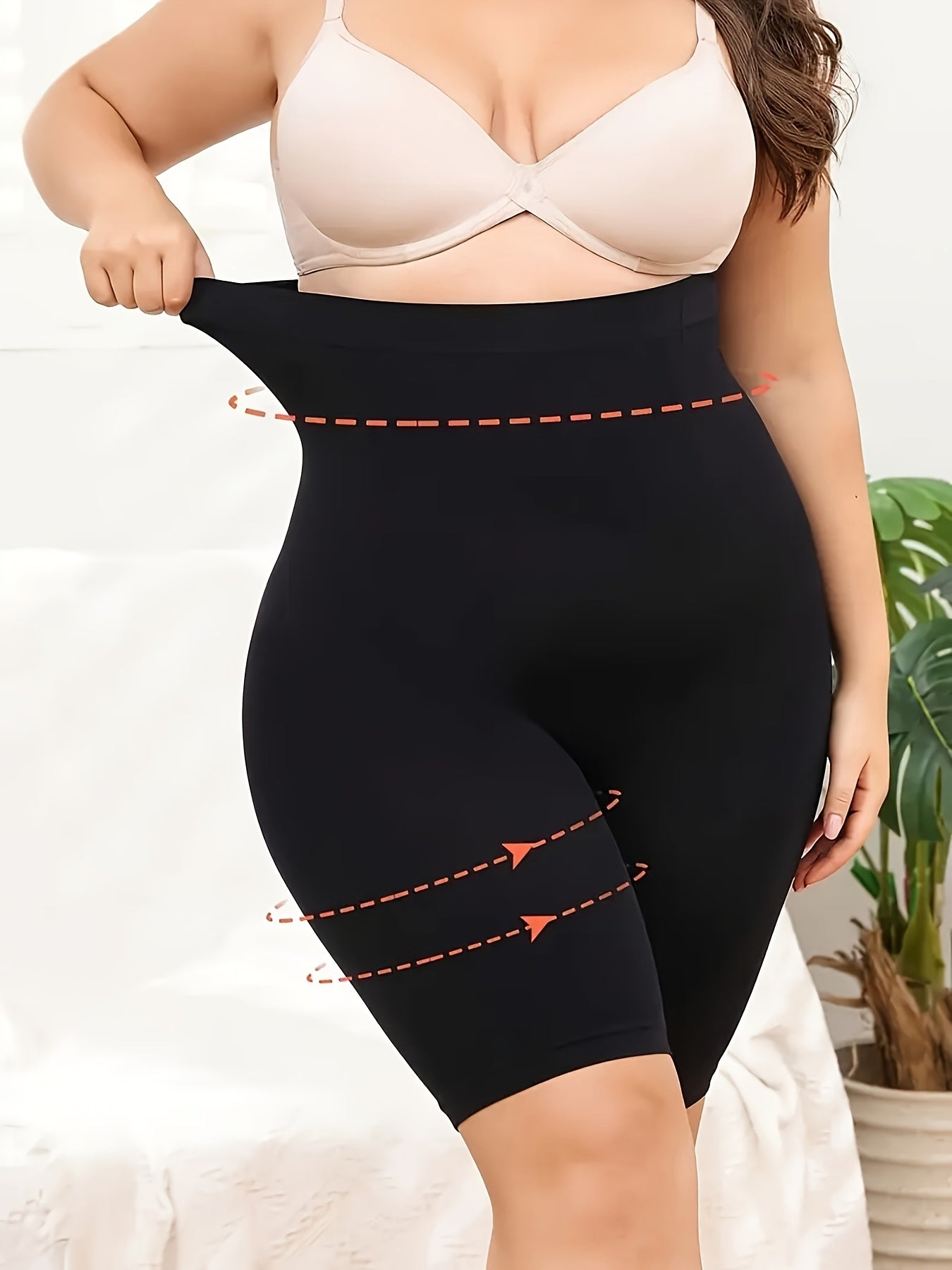 ayollarga mo‘ljallangan shovqinli yuqori belli qorin nazorati shapewear shorti, kattaroq o‘lcham