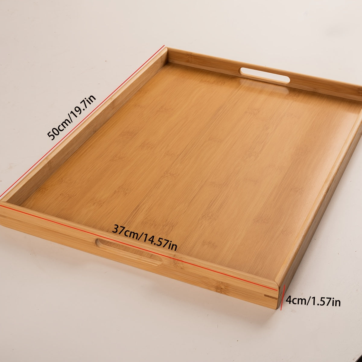 Bamboo Serving Tray with Handles for Eating, Working, and Storage