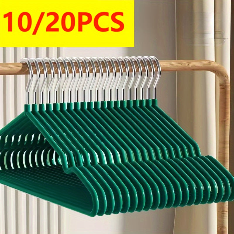 Set of 10 Metal Hangers with Shoulder Notches Non-Slip Spray-Painted Closet Organizers