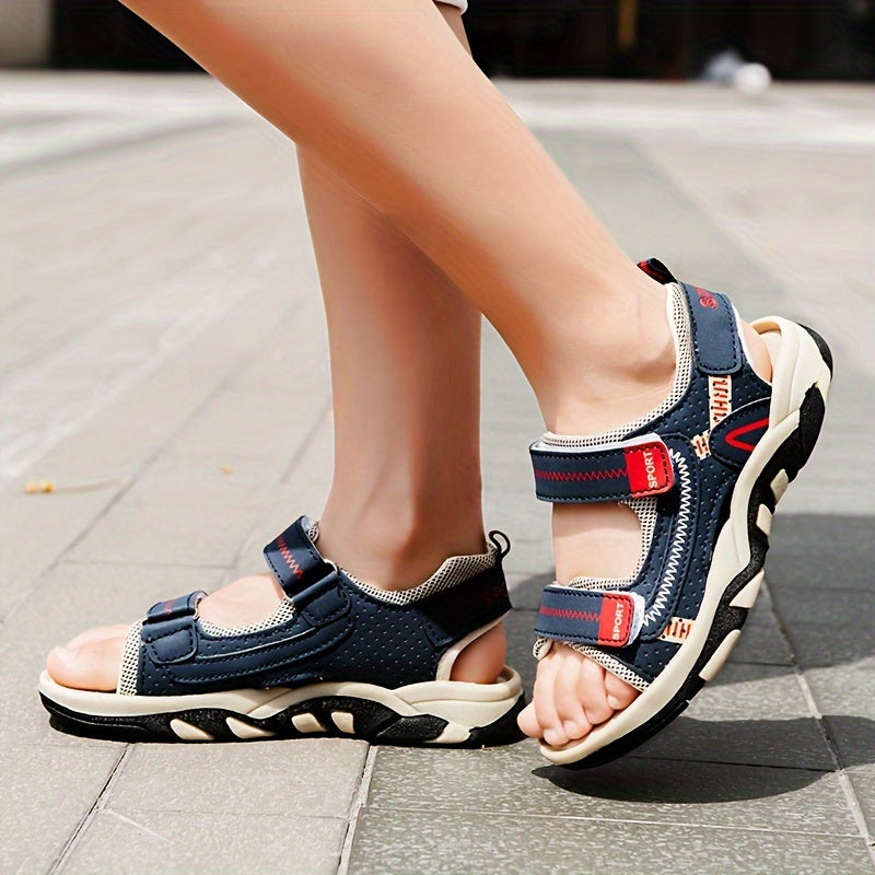 Детские повседневные туфли цвета морской волны для мальчиков с открытым носком, нескользящие, легкие, летние