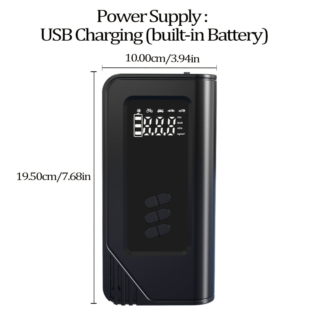 Portable Car Jump Starter with Air Compressor Tire Inflator Digital Display USB-C Power Bank
