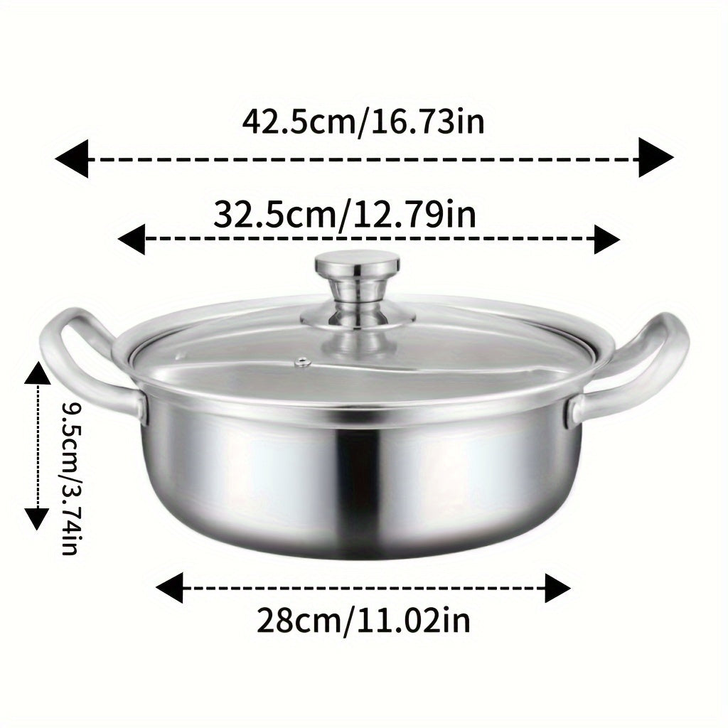 Stainless Steel Chinese Hot Pot Set with Double-Flavor and Magnetic Stove Compatibility