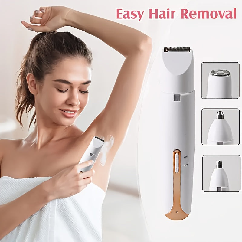 Women's 4-in-1 Electric Epilator Set USB Rechargeable Gentle Portable for Brows Face Legs