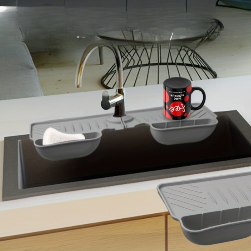 Silicone Kitchen Sink Splash Guard with Faucet Guard and Draining Mat