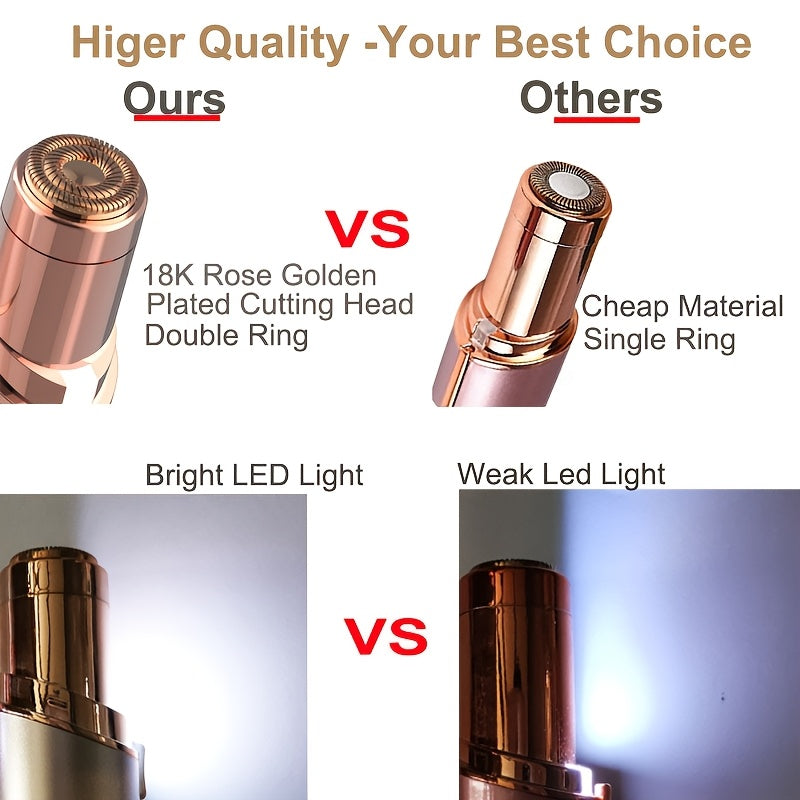 Women's Rose Gold Facial Hair Trimmer Rechargeable with USB Charging