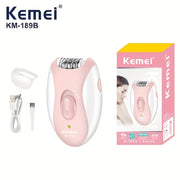 Electric Hair Removal Device Portable USB Rechargeable Epilator 5 Attachments Pink White
