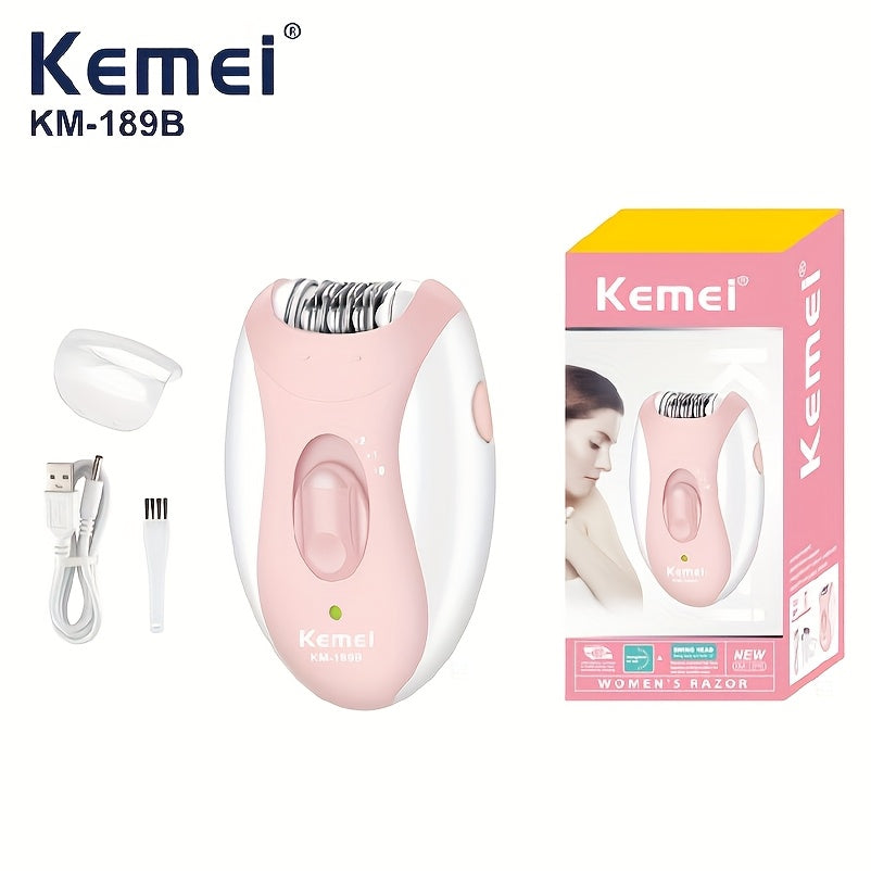 Electric Hair Removal Device Portable USB Rechargeable Epilator 5 Attachments Pink White