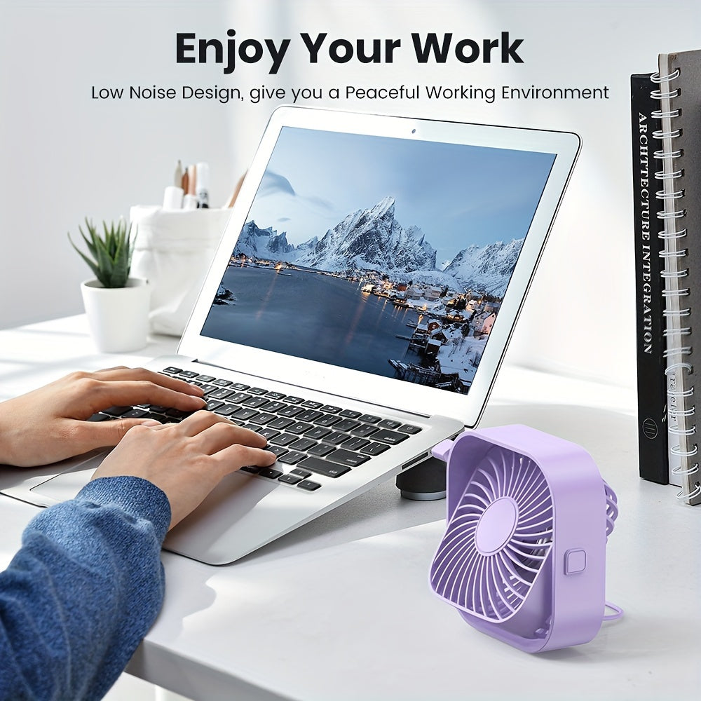 Mini USB Desk Fan Personal Portable Quiet Brushless Motor 4ft Cable