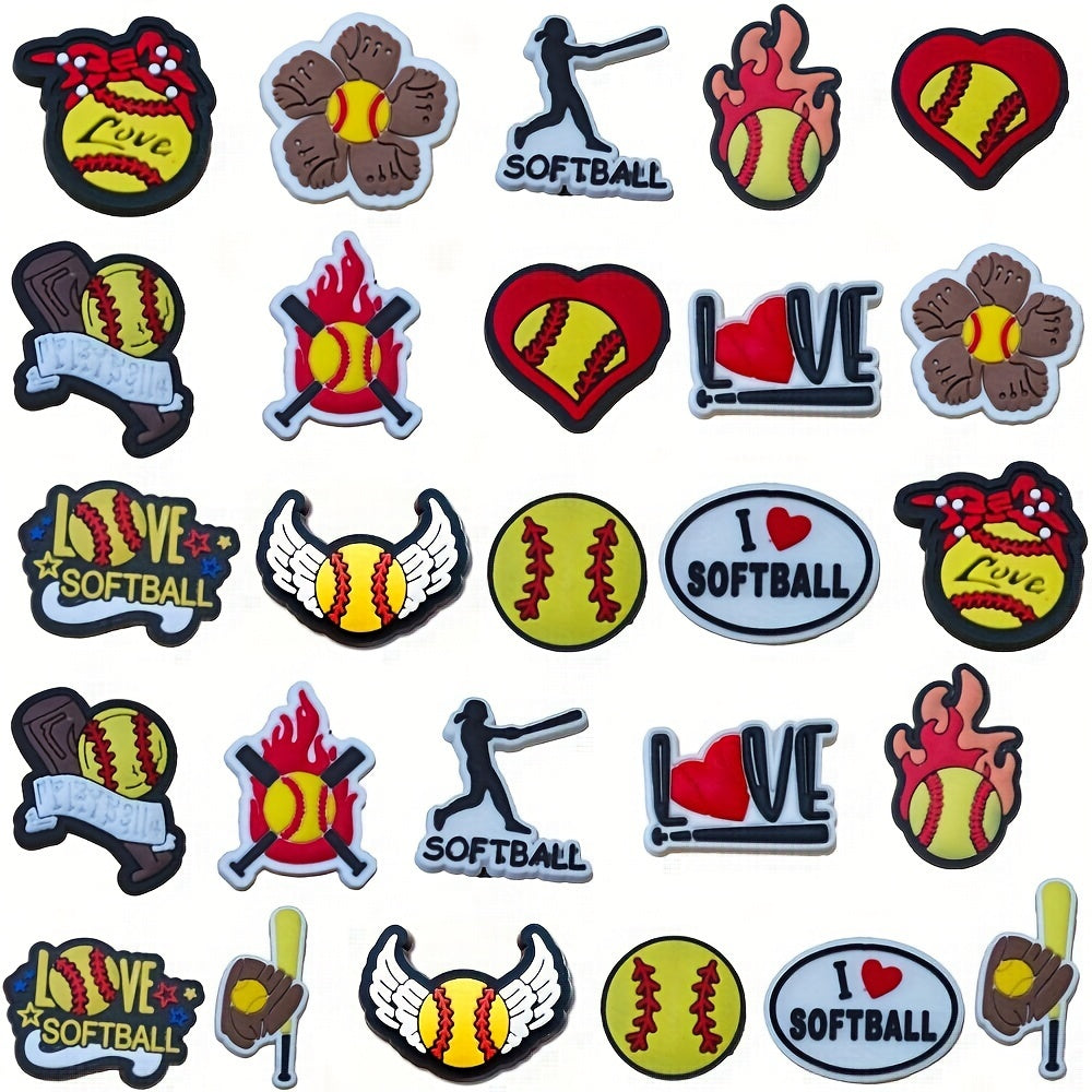 Unisex Softball Shoe Charms for Clog Sandals Sports Balls 6-13 Pcs