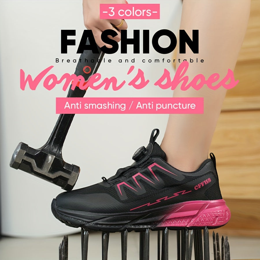 Women's Lightweight Safety Shoes Steel Toe Puncture-Resistant Breathable Fabric