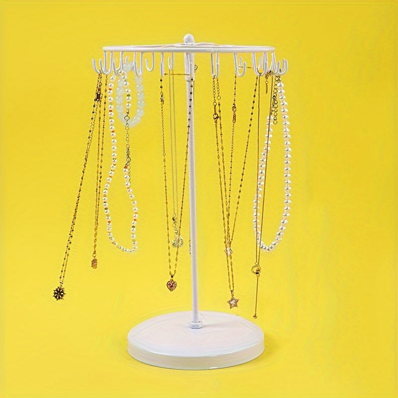 Крутящаяся витрина для украшений для ожерелий, браслетов и серег, черный металл