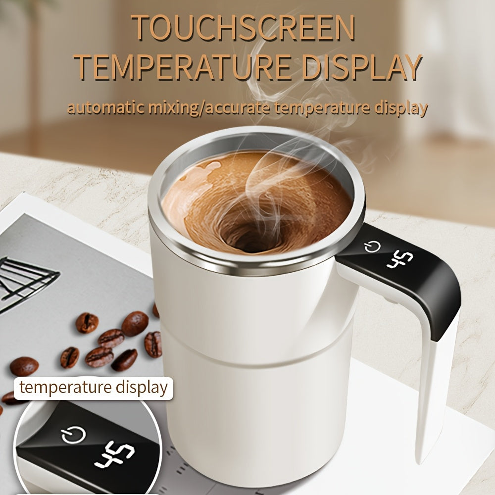 Stainless Steel Coffee Mug with Temperature Control and Magnetic Stirring