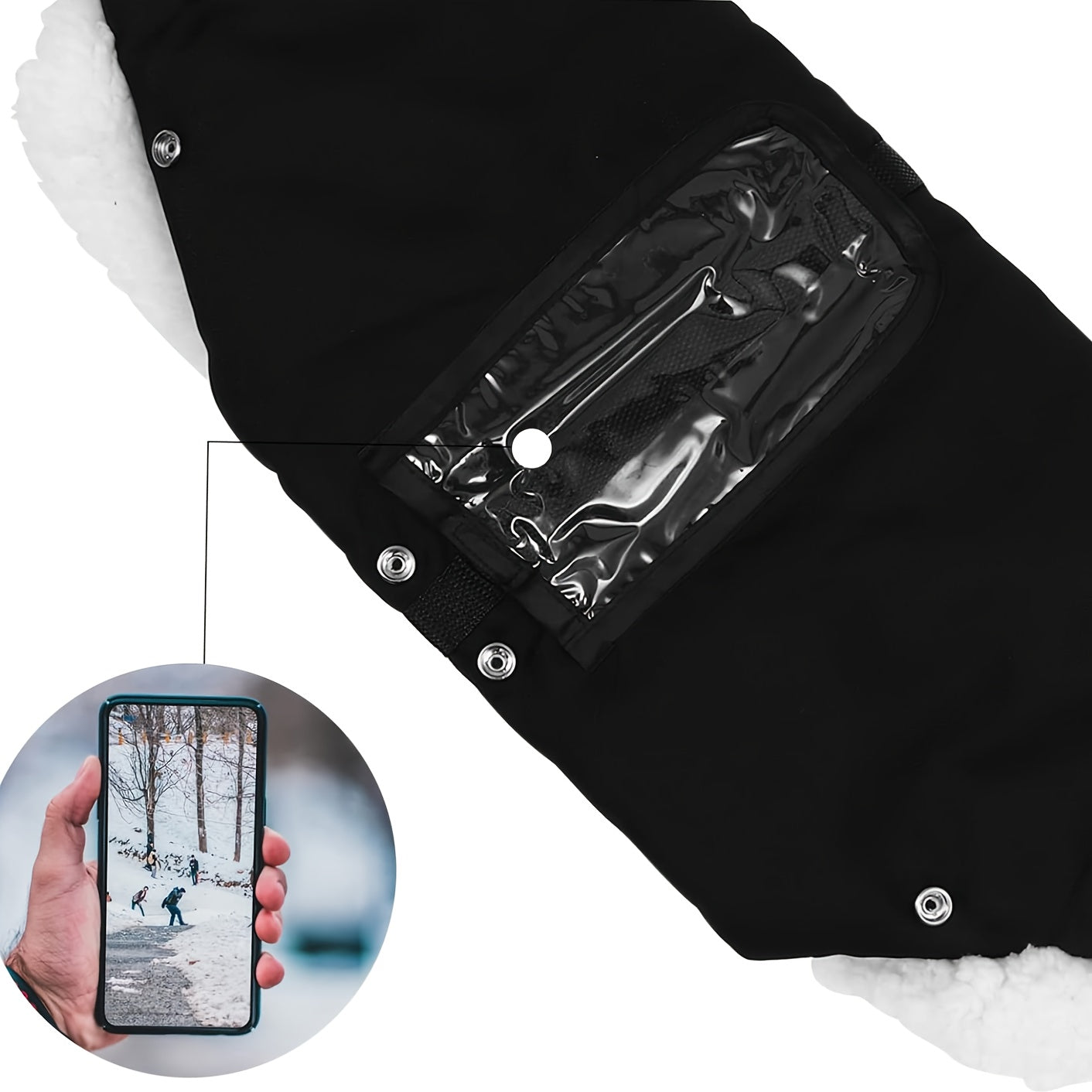 Guantes para cochecito a prueba de viento y cálidos con fundas para manijas forradas de terciopelo para invierno