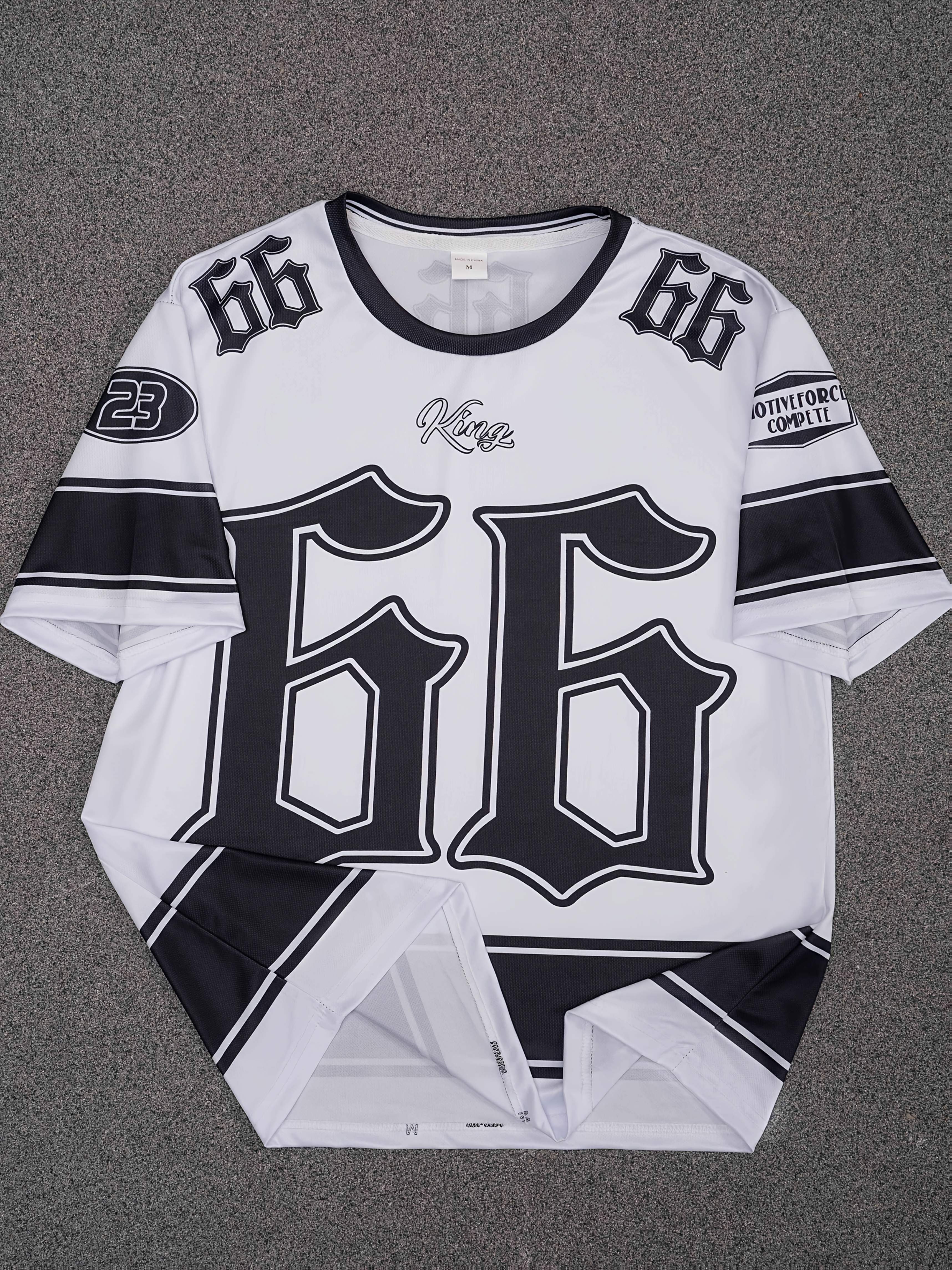 Men's Short Sleeve Digital Print T-Shirt Black White Crew Neck Summer Casual