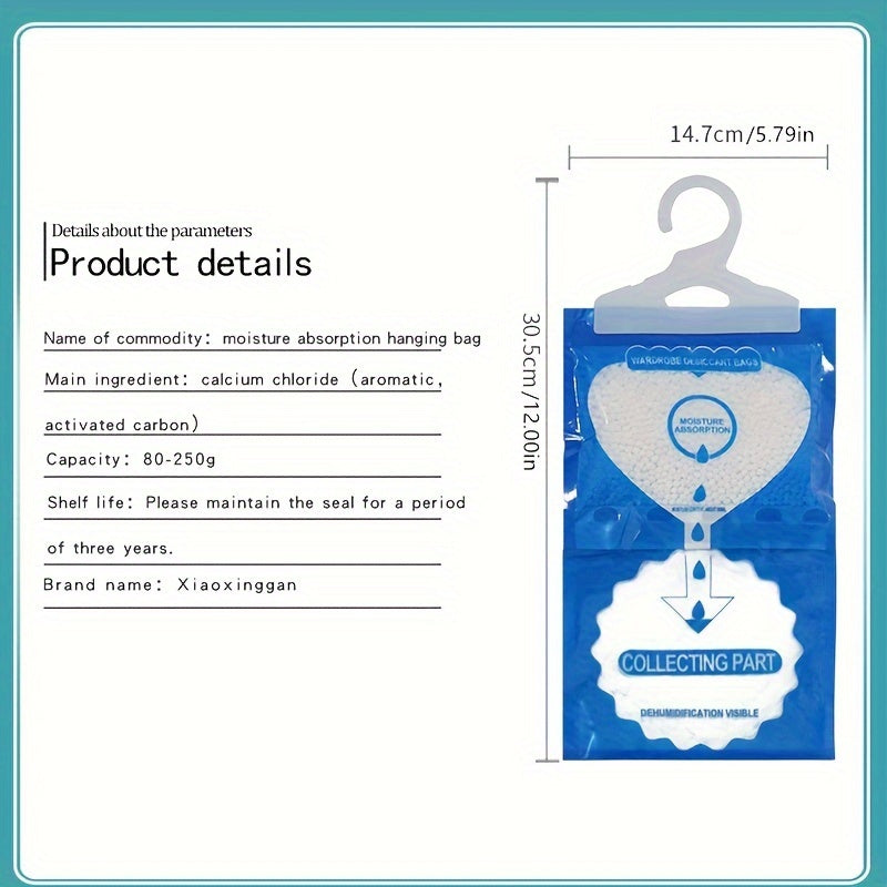 Бесцветные висячие влагопоглотители для шкафов и спален, упаковка 100 г, 10 штук