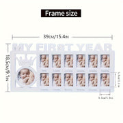 12-Month Baby Growth Record Photo Frame Plastic Milestone Keepsake Gift